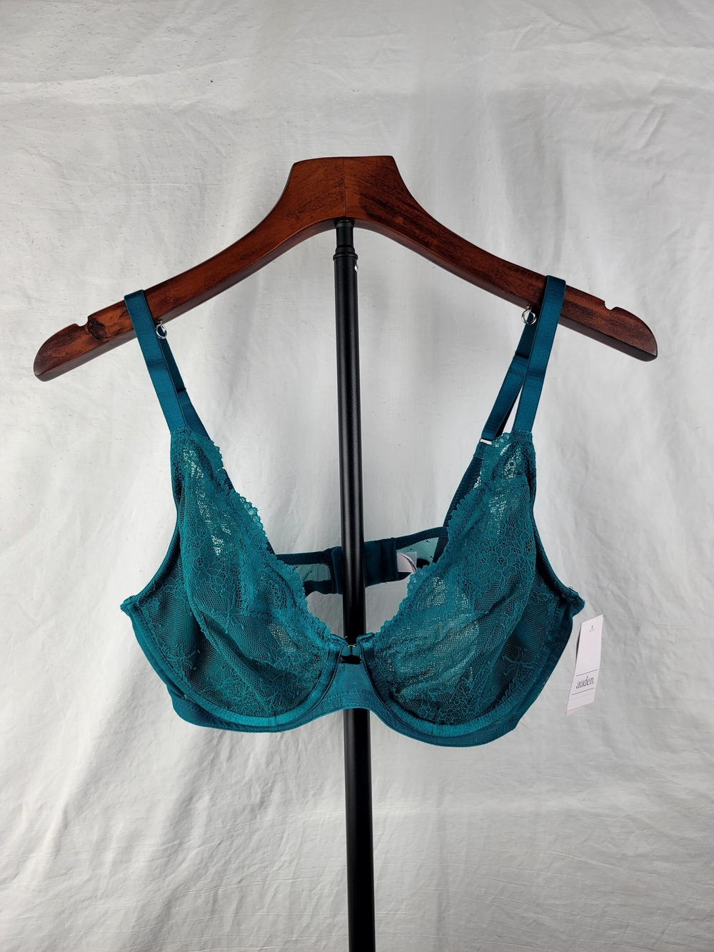 NWT Auden Lace Unlined Balconette Underwire Bra Teal 36D